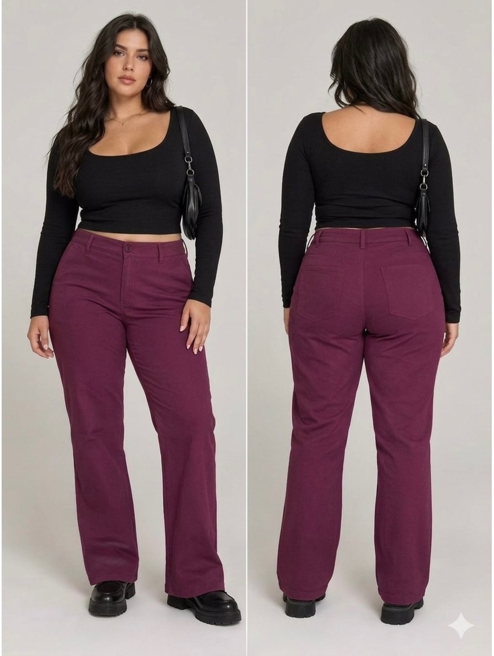 Betabrand Purple Bootcut Pants with Back Pockets